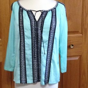 NANETTE LEPORE - Aqua Peasant Blouse - Like New